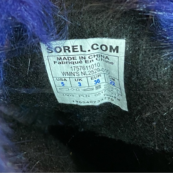 Sorel Joan of Arctic Waterproof Snow Boots NEW Fur Black Blue LIMITED Women’s 5 - Picture 8 of 8